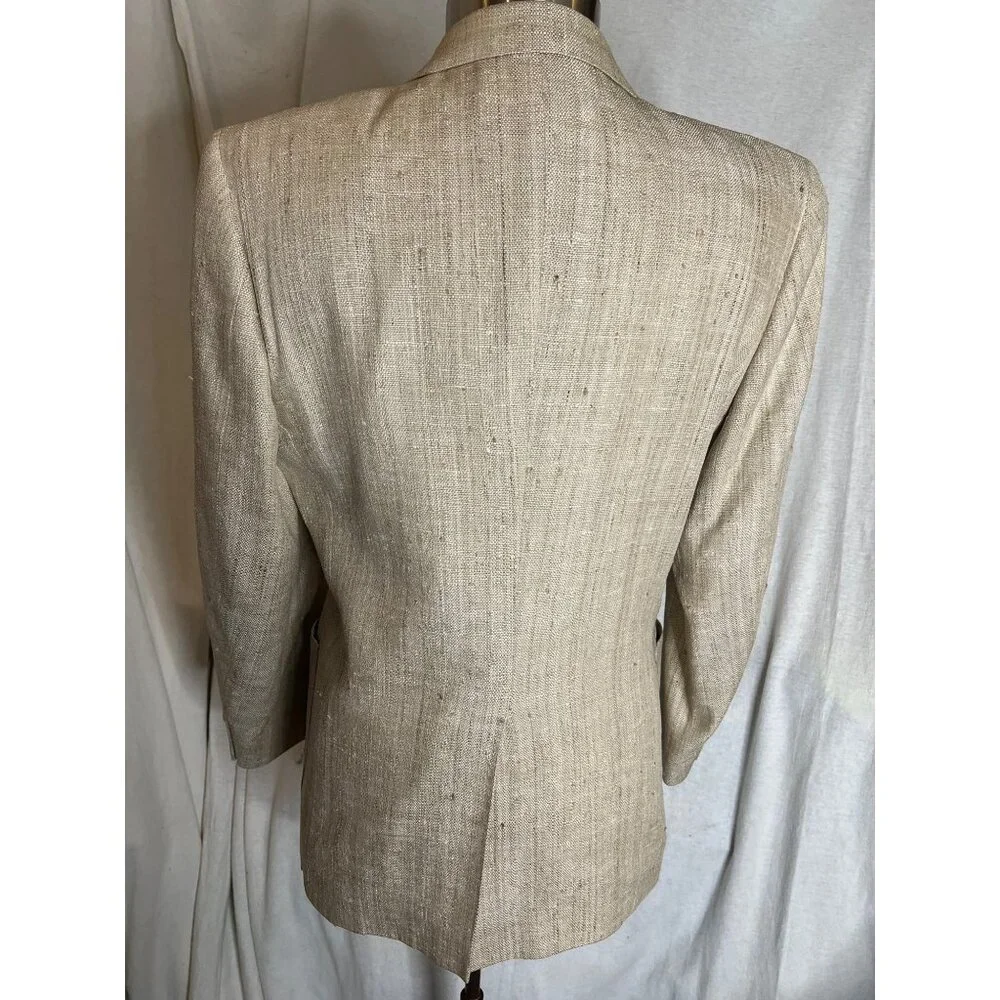 Vintage Di Mitri Men's Silk Blazer Jacket Beige 100% Pure Silk Two-Button Size M